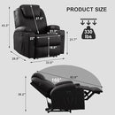 Power Recliner Chair with Heat and Massage, PU Leather Home Theater Seating with LED Lights/Cup Holders/Side Pocket/USB Port, Reclining Sofa Chair for Living Room (3, Black) by CozyNest Decor