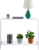 MyGift Premium 15mm Clear Acrylic Entryway Console Table with Bottom Display Shelf, 2 Tier Living Room Sofa Back Storage Shelves Modern Luxury Home Decor by CozyNest Decor