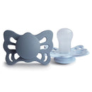 FRIGG Butterfly Anatomical SilkySoft Silicone Baby Pacifier | Made in Denmark | BPA-Free (Slate/Powder Blue, 0-6 Months) by TinyTreasures Baby Boutique
