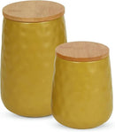 DII Kitchen Accessories Collection, Textured Matte Ceramic Canister Set, Lemongrass, Dimple, 2 Piece by CozyNest Decor