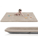 Baby Play Mat for Floor,1.3" Thick Elasti-Foam 50"×74" Playpen Mat for Tummy Time,Water Repellent Soft Coral Velvet for Toddler,Infant,Kids,Non-Slip Backing Safe for Crawling(Beige) by TinyTreasures Baby Boutique