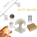 Battery Operated Globe String Lights,Water Proof 33 FT 80 LED Crystal Ball String Lights 8 Modes With Remote Control ,Indoor Outdoor LED Fairy Lights for Home, Christmas, Party Patio, Warm White by GreenHaven Gardens