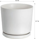 Ekirlin 5 inch Plant Pots,Ceramic Flower Planters Indoor,Modern Succulents Containers with Drain Hole Saucer,Decorate Home,Office & Outdoor (White) by GreenHaven Gardens
