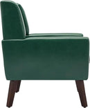 UIXE Faux Leather Accent Chair, Modern Arm Club Chair Upholstered Armchair for Living Room, Comfy Single Sofa Seats Button Tufted Reading Seating, Green by CozyNest Decor