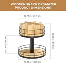 Snack Organizer - Versatile Snack Storage 2 Tier Lazy Susan with Convenient Grab-and-Go Design, Wood and Metal Snack Holder for Home, Office, Breakroom, 12.13" L x 12.13" W x 12.56" H by CozyNest Decor