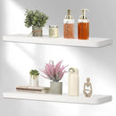Solid Wood Floating Shelves Set of 2 - Natural, Warp & Crack Resistant 35.43 Inch Wall Shelf with Invisible Brackets Thicker, More Durable for Bathroom, Bedroom, Kitchen, Living Room (White, 35.43) by CozyNest Decor