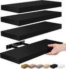 Sorbus Floating Shelves for Wall, Bathroom Shelves Wall Mounted for Kitchen, Bedroom, Living Room, Bathroom Storage, Over Toilet, Hanging Book Shelf for Wall Home Decor (Black, 4 Pack) by CozyNest Decor