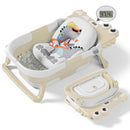 Collapsible Baby Bathtub for Newborn, Foldable Baby Bath Tub with Thermometer & Soft Floating Cushion & Drain Hole, Portable Travel Infant Bath Tubs for Newborns to Toddlers 0-36 Months Boys, Beige by TinyTreasures Baby Boutique