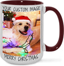 Ship Next Day Custom Mug Design Your Own Photo Text Personalized Picture Gifts for Women Men Customized Gifts Idea Personalized Coffee Mugs 15oz Dark Red Handle by TinyTreasures Baby Boutique