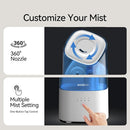 Cool Mist Humidifiers for Bedroom, 2.0L Small Humidifier for Baby and Plant, Last Up to 10H on Max Mist Setting, Auto Shut-Off, Auto-Off Indicator, 360° Nozzle by TinyTreasures Baby Boutique
