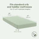 Sweety Fox 2-Pack Cotton Jersey Crib Sheets – Soft Fitted Sheets for Boys and Girls, Mini Crib Sheets, Toddler Bed Sheets (White/Sage) by TinyTreasures Baby Boutique