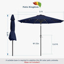9FT Solar Umbrella 32 LED Lighted Patio Umbrella Table Market Umbrella w/Tilt and Crank, UV-Resistant Outdoor Umbrella for Pool, Garden, Deck, Navy Blue by GreenHaven Gardens
