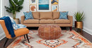 Stuffed Arch Design Moroccan Leather Pouf Ottoman, Handmade, Pre-Filled, 100% Genuine Leather, 14” Height x 22” Diameter – Boho Chic Footstool & Living Room Décor (Dark Tan) by CozyNest Decor
