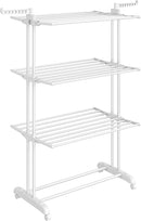 SONGMICS Clothes Drying Rack Stand 4-Tier, Foldable Laundry Drying Rack 68.1-Inch Tall, Stainless Steel, Rolling Clothes Horses Dryer Rack, Easy to Assemble, Indoor Outdoor Use, Cloud White ULLR701W03 by TinyTreasures Baby Boutique