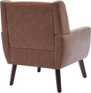 UIXE Faux Leather Accent Chairs Set of 4, Modern Arm Club Chair Upholstered Armchair for Living Room, Comfy Single Sofa Seats Button Tufted Reading Seating, Coffee by CozyNest Decor