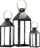 MATICO Stainless Decorative Pinnacle Candle Lantern Set of 3, Hanging Decor Hurricane Lantern Candle Holder for Festival Ceremony Home Decor, Both Indoor & Outdoor Use, Black by CozyNest Decor