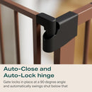 Cumbor 29.7-57" Extra Wide Baby Gate for Stairs, Mom's Choice Awards Winner-Dog Gate for Doorways, Pressure Mounted Walk Through Safety Child Gate for Kids Toddler, Tall Pet Puppy Fence Gate, Brown by TinyTreasures Baby Boutique