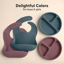 KeaBabies 2-Pack Silicone Baby Bibs for Eating - Sturdy Food-Grade Silicone Bibs for Babies Girl, Boy, Large Food Catcher, Clean & Put On Easily, Waterproof Toddler Feeding Essentials (Rocky) by TinyTreasures Baby Boutique