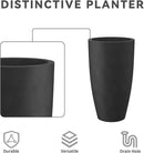 Kante 23.6" H Black Finish Concrete Tall Planters Large Outdoor Indoor Decorative Plant Pots with Drainage Hole and Rubber Plug, Modern Tapered Style for Home and Garden by CozyNest Decor
