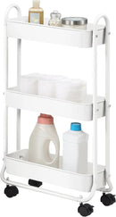 SunnyPoint Slim Rolling Storage Cart, 3 Tier Bathroom Storage Organizer Bathroom, Laundry Utility Cart (White) by CozyNest Decor