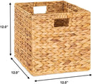 12 x 12in Water Hyacinth Storage Baskets, Wicker Storage Baskets for Shelves, Woven Baskets for Storage, Wicker Storage Basket for Bedroom, Living Room, Nursery Room (Natural 6 Packs 12x12in) by GreenHaven Gardens