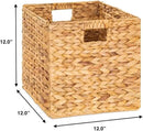 12 x 12in Water Hyacinth Storage Baskets, Wicker Storage Baskets for Shelves, Woven Baskets for Storage, Wicker Storage Basket for Bedroom, Living Room, Nursery Room (Natural 6 Packs 12x12in) by CozyNest Decor