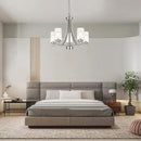 BONLICHT 5 Lights Traditional Chandelier Brushed Nickel Kitchen Island Dining Room Lighting Fixtures Hanging Seeded Glass Pendant Light Modern Flush Mount Ceiling Light for Living Room Bedroom Foyer by CozyNest Decor