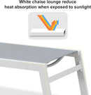 PURPLE LEAF Oversize Outdoor Chaise Lounge Set of 4 Outdoor White Aluminum Lounge Chairs with Side Table and Wheels Patio Lounge Chair for Yard Pool Deck, Bluish-Gray by GreenHaven Gardens