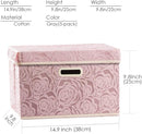 PRANDOM Collapsible Storage Boxes with Lids [5-Pack] Fabric Decorative Storage Bins Cubes Organizer Containers Baskets with Cover Handles Divider for Bedroom Closet Living Room Pink 14.9x9.8x9.8 Inch by TinyTreasures Baby Boutique