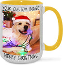 Ship Next Day Custom Mug Design Your Own Photo Text Personalized Picture Gifts for Women Men Customized Gifts Idea Personalized Coffee Mugs 15oz Yellow Handle by TinyTreasures Baby Boutique