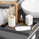 Coffee Table Trays - Large Ottoman Tray for Living Room - Wood Serving Trays with Handles(2 Sets) - Wooden Tray for Coffee Table, 4 Round Coasters Included, Black by CozyNest Decor