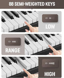Finger Dance Folding Piano Keyboard 88 Keys, Portable Electric Keyboard with Bluetooth MIDI, Full Size Digital Piano, Wood Grain, Semi-Weighted, Touch Sensitive, with Storage Bag for Beginner by TinyTreasures Baby Boutique