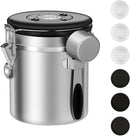 ShanSon Coffee Canister Airtight Coffee Container Stainless Steel Coffee Bean Storage Container with Scoop Coffee Canister for Beans Grounds Sugar Flour Tea Cereal,16OZ,Silver by CozyNest Decor