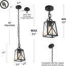 LOG BARN Outdoor Pendant Light Fixture, Farmhouse Exterior Lights, Anti-Rust Ceiling Outdoor Light with Seeded Glass, Lantern Hanging Light for Front Door, Entry, Porch, and Gazebo by CozyNest Decor