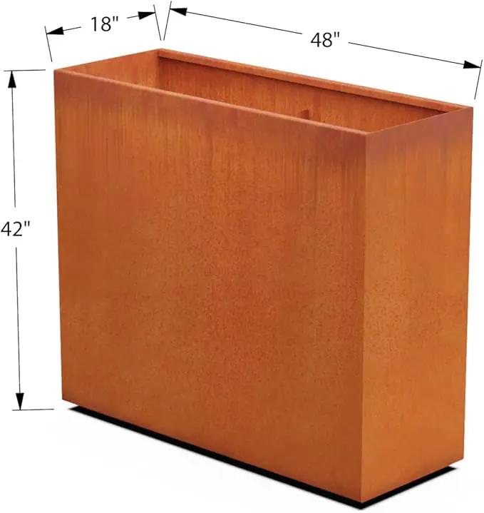 Extra Large Outdoor Planter – 4 FT Long x 42 in Tall Corten Steel Planter | The Ultimate Metal Privacy Screen | Heavy Duty, Made in USA, photo 5 of 7