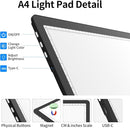 TOHETO Rechargeable A4 Light Board with Stand, Bag, Super Bright Magnetic Light Pad with Side Buttons, Wireless Light Box for Tracing and Drawing, Cordless Light Table for Diamond Painting, Sketching by TinyTreasures Baby Boutique