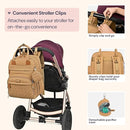 BabbleRoo Diaper Bag Backpack - Baby Essentials Travel Tote - Multi function Waterproof Diaper Bag, Travel Essentials Baby Bag with Changing Pad, Stroller Straps & Pacifier Case - Unisex, Beige by TinyTreasures Baby Boutique