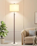 Nintiue 【Upgraded】 Dimmable Floor Lamp for Living Room, 11W LED Bulb Included, Modern Standing Lamp with Marble Base, Tall Pole Light with Linen Shade for Bedroom Reading Office Corner Nursery-Brown by CozyNest Decor