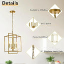 Farmhouse Gold Chandelier, 4-Light Vintage Chandeliers for Dining Room, Adjustable Modern Rustic Metal Hanging Pendant Light Fixture for Entryway Foyer Kitchen Island Hallway by CozyNest Decor