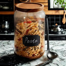 SAIOOL 2-Pack Striped Borosilicate Glass Airtight Canisters - Big mouth Large Capacity, Acacia Wood Lid, Food Storage Jars for Flour, Pasta, Pantry Organization (1 Gallon （2 Striped pack）) by CozyNest Decor