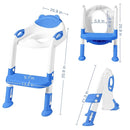 Potty Training Seat with Step Stool Ladder, SKYROKU Potty Training Toilet for Kids Boys Girls Toddlers - Comfortable Safe Potty Seat with Anti-Slip Pads Ladder Navy Blue by TinyTreasures Baby Boutique