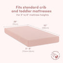 Sweety Fox 2-Pack Cotton Jersey Crib Sheets – Soft Fitted Sheets for Boys and Girls, Mini Crib Sheets, Toddler Bed Sheets (White/Pink) by TinyTreasures Baby Boutique