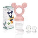 Baby Fruit Feeder, Frozen Teething Toys, Teether Pacifier with 3 Extra Teats, Infant Eating Essentials, BPA Free Baby Feeding Supplies (Pink) by TinyTreasures Baby Boutique