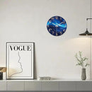 Glass Wall Clocks Battery Operated 14 Inch Modern Abstract Wall Clock for Bedroom Blue Wall Clock Silent Non Ticking by CozyNest Decor