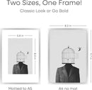 Homeforia A4 Picture Frame Silver, High End Metal 8.3 x 11.7 inch Silver Poster Frames with Mat 5.8 by 8.3 Art, A4 Frames Matted to A5 Photo, 8.3x11.7 Wall or Tabletop Frames, Tempered Glass, Set of 1 by CozyNest Decor