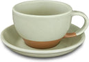 Mora Ceramic Latte Art Mug With Saucer - 10.5 oz, Round Bottom For Perfect Pours - Cafe Cups for Cappuccino, Espresso, Coffee, Tea etc - Porcelain Set for Baristas, Great Gift - Light Matcha by CozyNest Decor