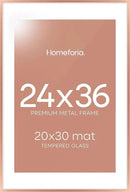 Homeforia 24 x 36 Poster Frame Rose Gold, Premium 24x36 Puzzle Frame Metal Matted to 20x30 Photo, 36 x 24 Picture Frame with Mat for 20 x 30 Photo, Tempered Glass, Wall Hook Included, Set of 1 by CozyNest Decor