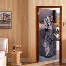 3D Peel and Stick Wall Murals - Cat Becomes Tiger - Self-Adhesive Removable PVC Waterproof Door Poster for Bedroom & Living Room - 34.6" x 78.7" by GreenHaven Gardens