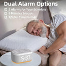 Small Digital Alarm Clock Sound Machine for Bedrooms Brown Noise White Noise Machine Night Light Plug in Desk Clock with 30 Wake up Sounds Alarm Clock for Kids Heavy Sleepers Snooze 32 Levels Volume by TinyTreasures Baby Boutique