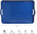 Spsyrine Large Blue Serving Tray with Handles, Plastic Decorative Tray for Coffee Table, Ottoman, Bathroom, Home Decor 17.3"*11.8"*2" by CozyNest Decor